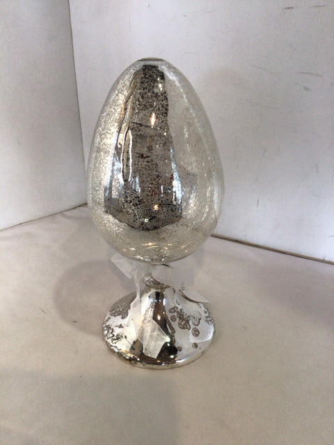 PIER 1 Easter Silver Mercury Glass Egg Figurine