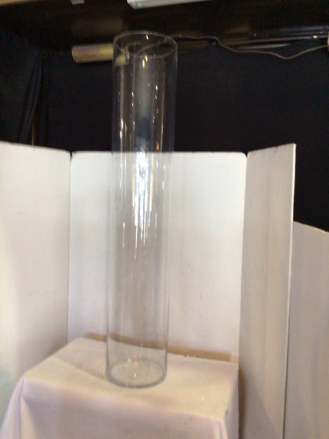 Tall Clear Glass Cylinder Vase