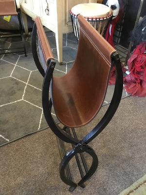 Rustic Folding Leather X Brown/black Bench