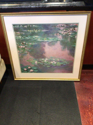 Impressionism Blue/Pink Pond Framed Art