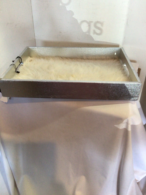 Silver/White Wood Tray