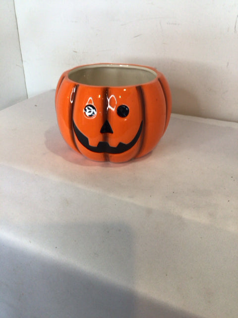 Halloween Orange Ceramic Bowl Jack-o-Lantern Holiday Item