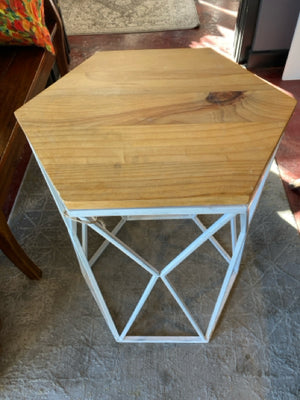 Side Metal/Wood White/Tan Table