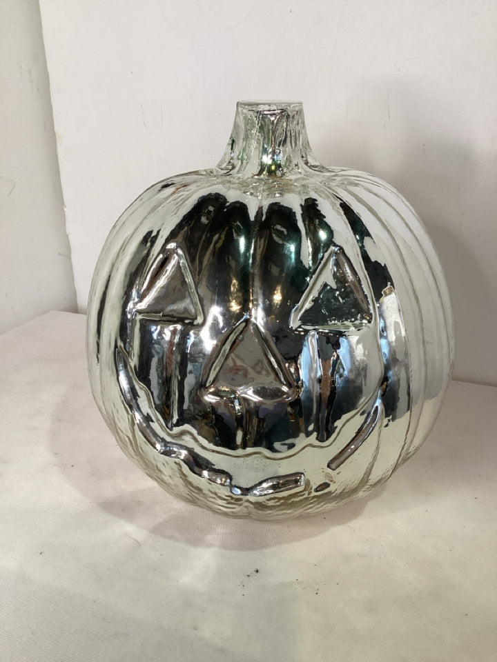 Fall Silver Glass Pumpkin Holiday Item