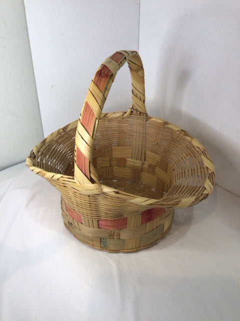 Vintage Easter Natural Wicker Handle Basket