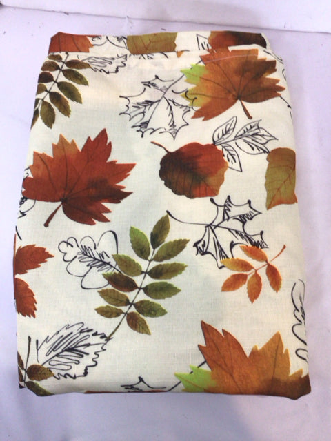 Table Cloth Cream/Orange Polyester Fall Leaves Holiday Item