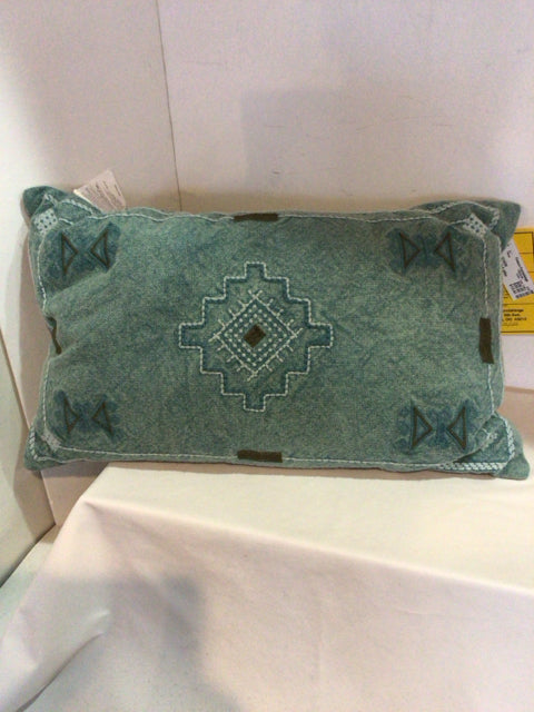 Aztec Teal Cotton Down Filled Pillow
