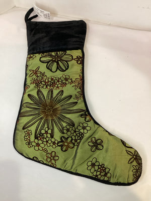 Stocking Green/Black Satin Holiday Item