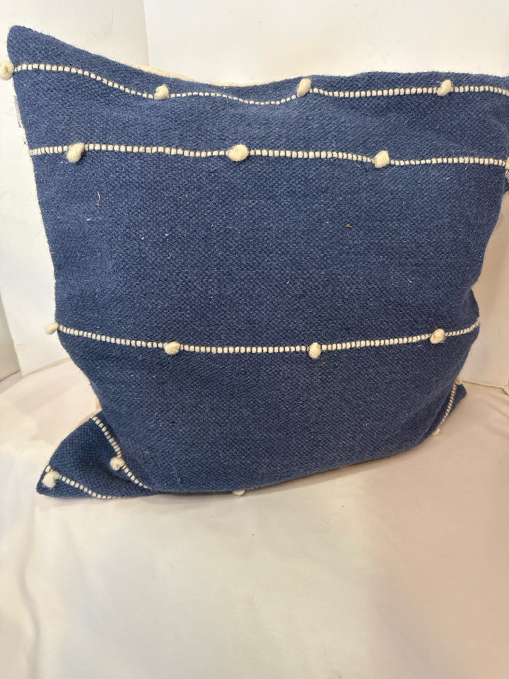 Arhaus Blue/Cream Wool Stripe Pillow