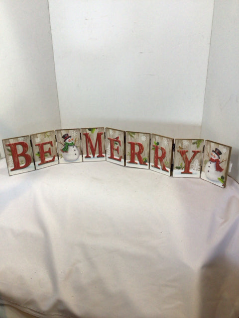 Christmas Brown/Red Wood Sign Snowman Holiday Item