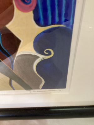Signed Lithograph Multi-Color Women Framed Art