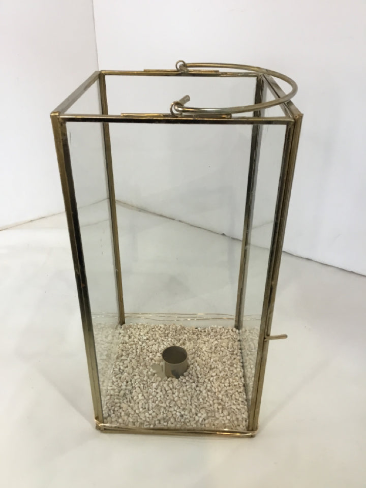 Lantern Gold Glass Candle Holder