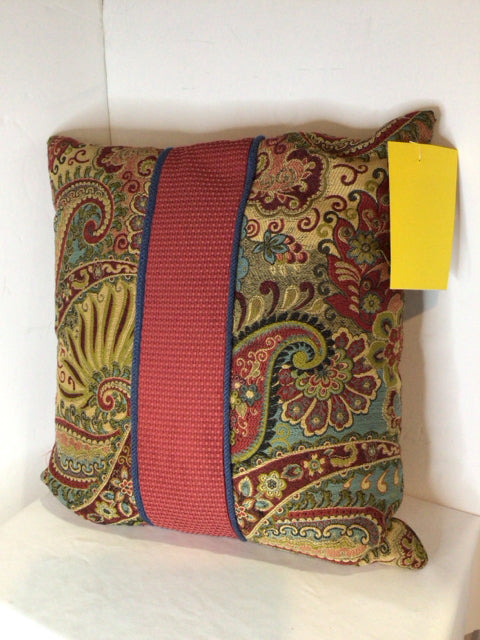 Multi-Color Cotton Paisley Down Filled Pillow