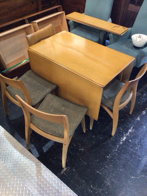 Heywood Wakefield Drop Leaf 4 Chairs Blonde Table & Chairs