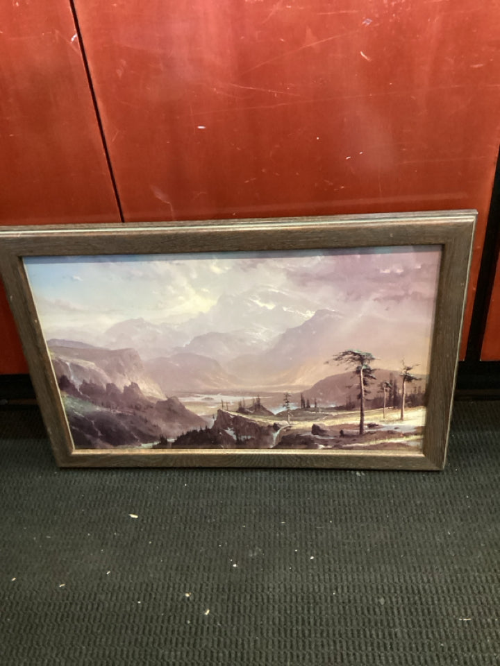 Gray/Brown Mountains Landscape Framed Art