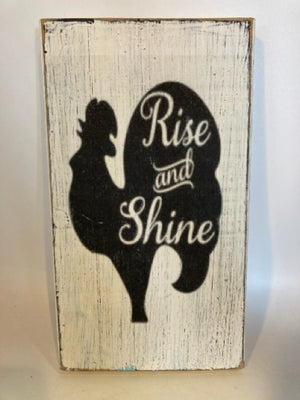 Farmhouse Wood Rooster Words White/Black Wall Decoration