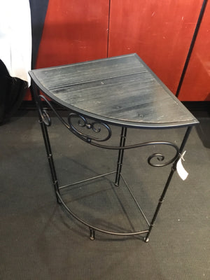 Black Metal/Wood Corner Plant Stand