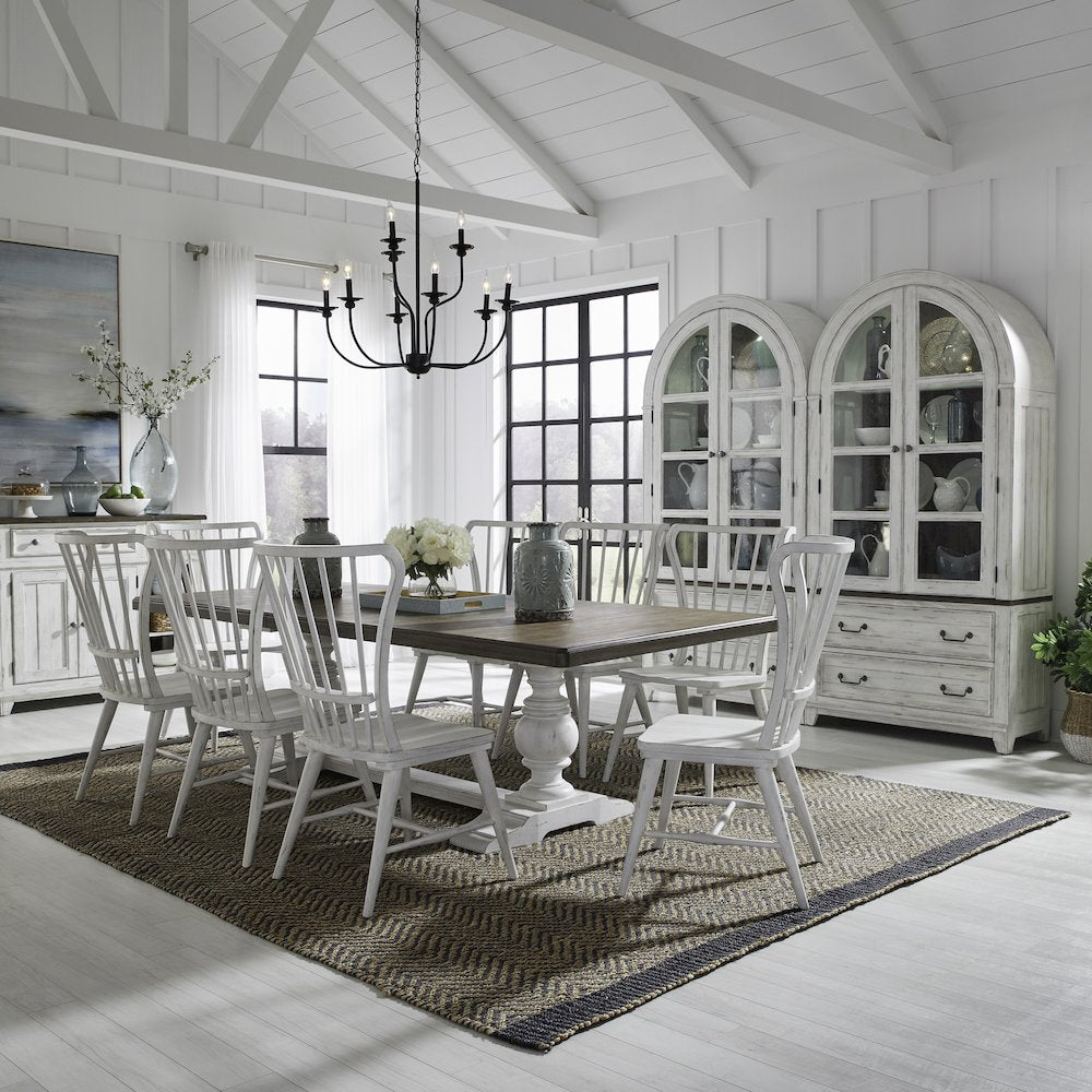 Bison Commerce LLC Tressel Wood 8 Chairs White/Brown Dining Table & Chairs 29CHQ
