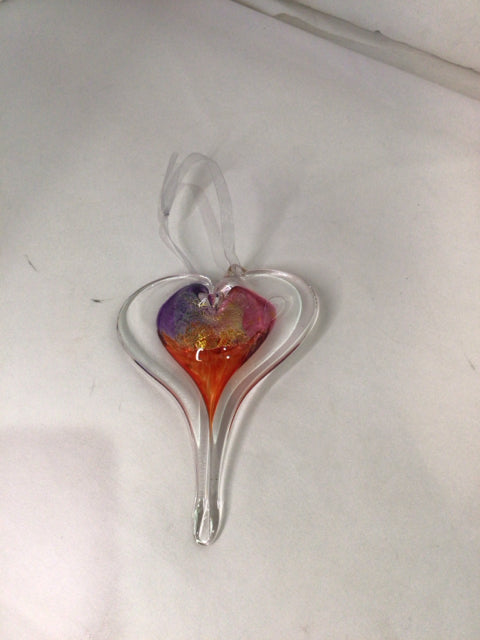 Clear/Red Glass Heart Wall Hanging Art