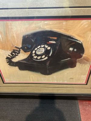 Black/Tan Telephone Framed Art