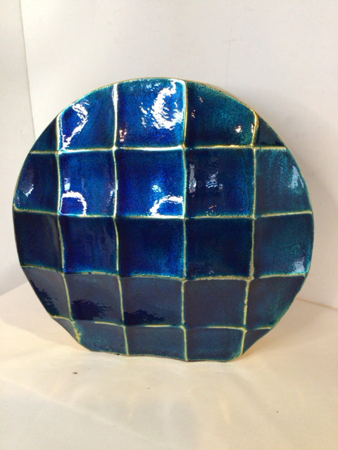Blue/Gold Metal Round Vase