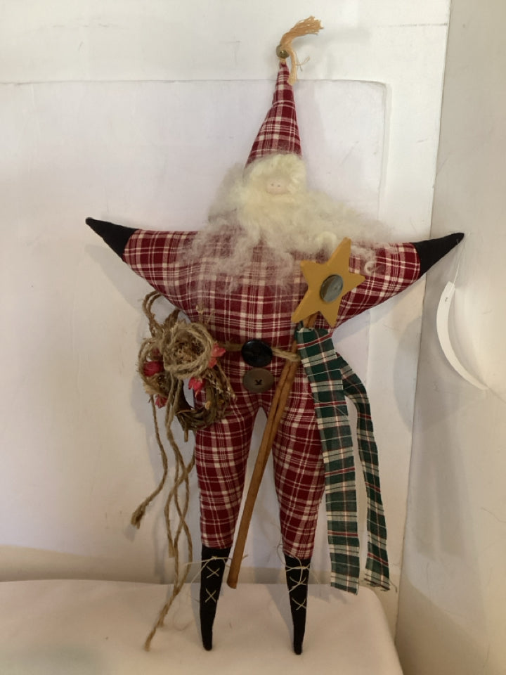 Santa Red Cotton Stuffed Star Primitive Holiday Item