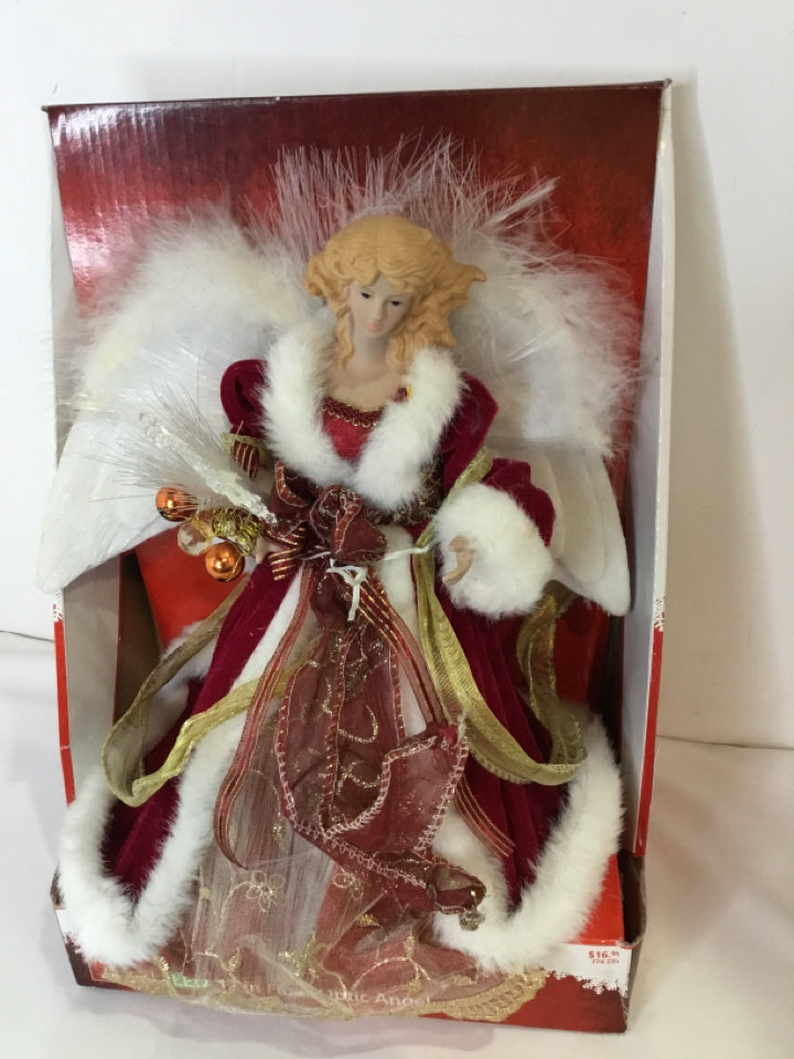 Tree Topper Red/white Angel Holiday Item