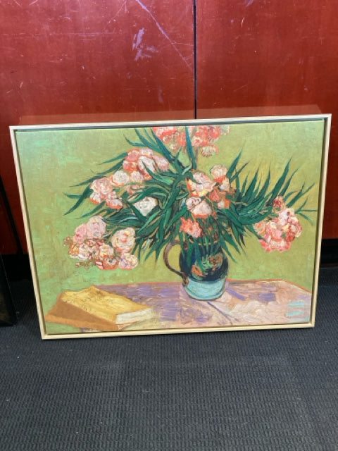 Still Life Multi-Color Canvas Vase Flowers Framed Art