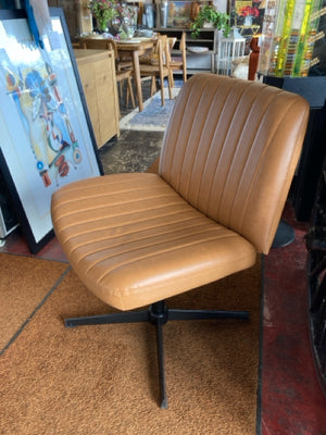 Office Vinyl Swivel Base Brown Chair