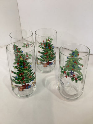 Christmas Clear/Green Glass Glasses Christmas Tree Holiday Item
