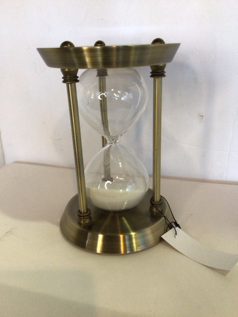 Glass Clear/Gold Metal Hourglass
