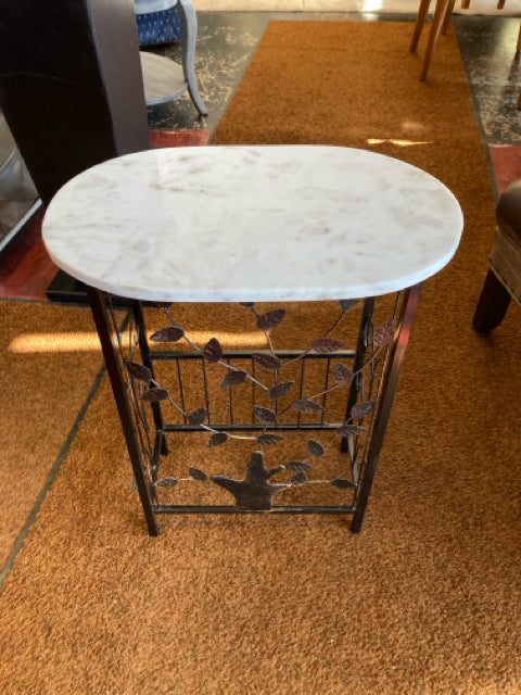 Side Marble Top Black/White Table