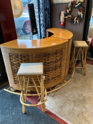 1950s Rattan Retro Brown Bar