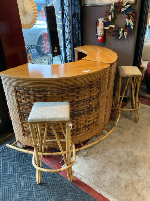 1950s Rattan Retro Brown Bar