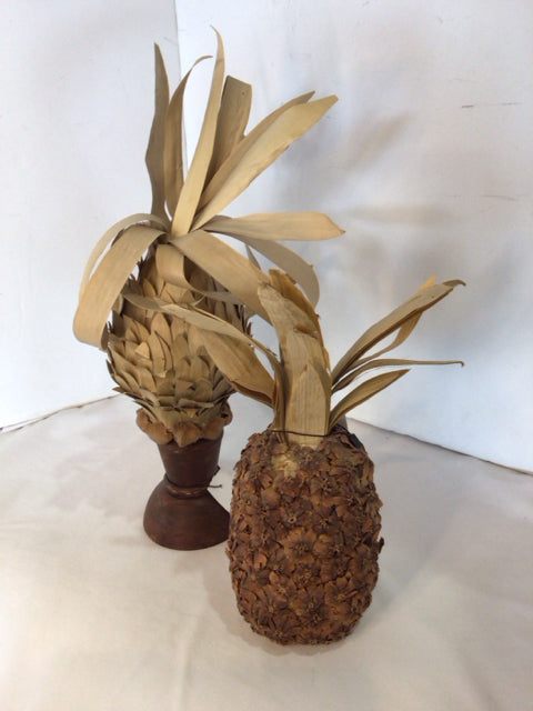 Brown & Cream Pineapple Set of 2 Faux Fruit
