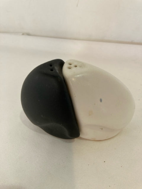 Mid-Century Black/White Ceramic Salt & Pepper