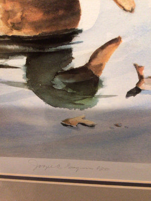 Traditional Blue/Brown Duck Signed Framed Art