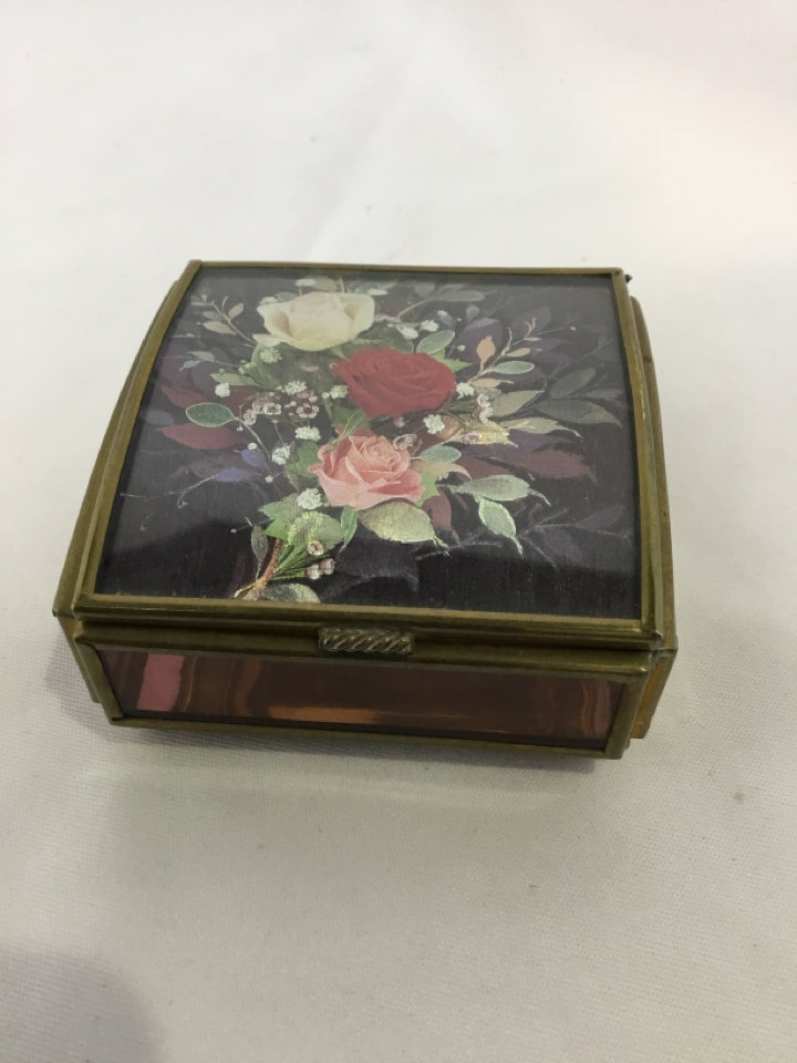 Stained Glass Floral Purple Box