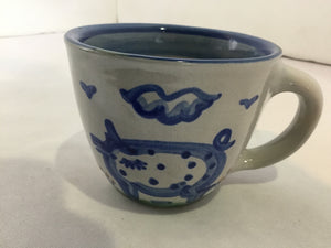M.A. Hadley Gray/Blue Ceramic Cup