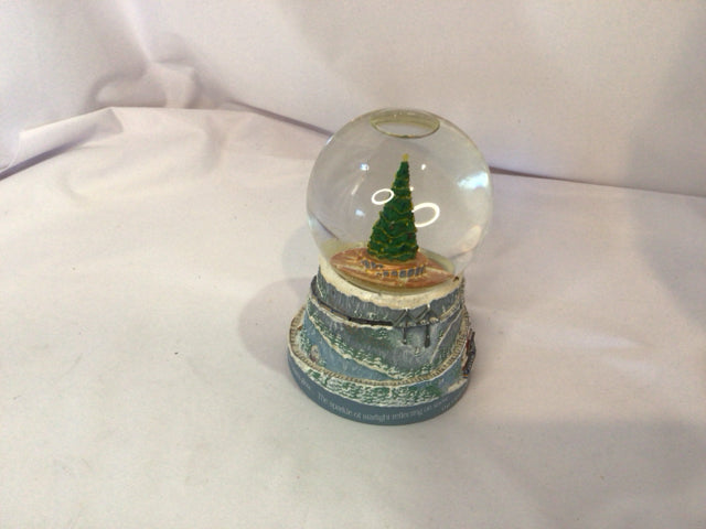 Snow Globe Blue/White Resin Tree Train Holiday Item