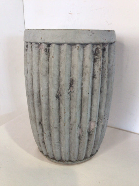Gray Ceramic Ribbed Planter
