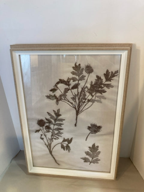 White/Brown Botanicals Leaves Framed Art