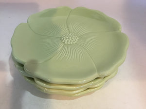 Enesco Set of 4 Green Stoneware Flower Plate Set