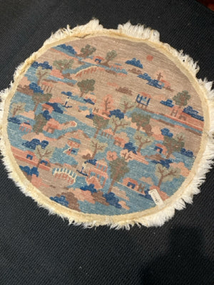 Vintage Wool Country Side Round Tan/Blue Rug