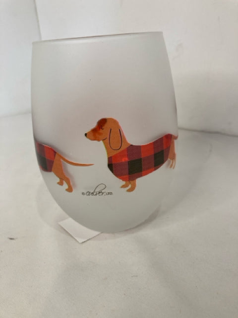 Tumbler White/Red Glass Dachshunds Glass
