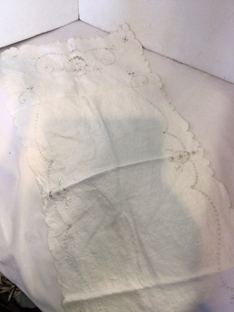 Vintage White Linen Table Runner