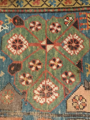 Antique Wool Geometric As Is Rust/Blue Rug