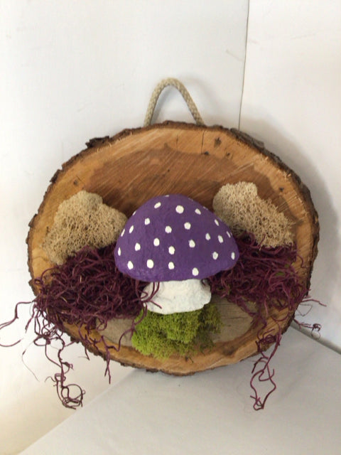 Whimsical Brown/Green Mushroom Wall Hanging Art
