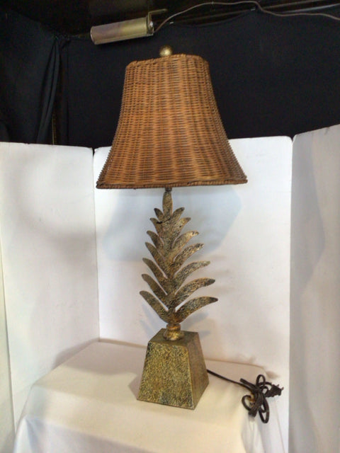 Tropical Antiqued Gold Metal Lamp