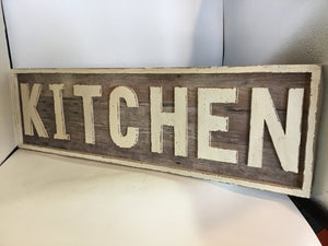 Sign Kitchen Farmhouse Natural/White Wall Decoration